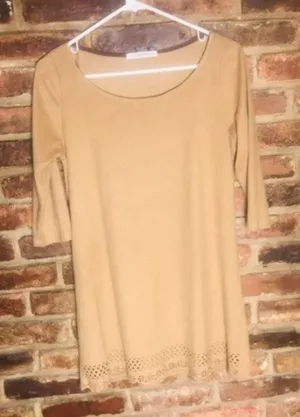 Cherish Brown Velour Eyelet Mini Dress Women's Size Small thumbnail 1