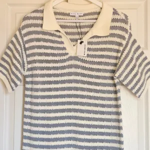 Miou Muse Striped Open Knit Midi‎ Dress Collared Blue/White Size M NEW Nautical thumbnail 3