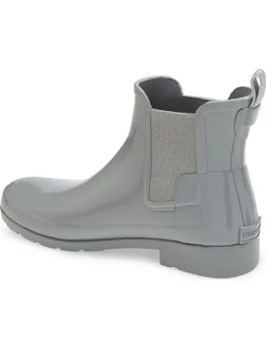Hunter Original Refined Chelsea Gray Glossy Pull On Rain Boots Women’s US 8 thumbnail 2