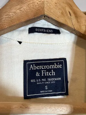 Abercrombie & Fitch Heart Print Boyfriend Button Up Shirt Women's Small Ivory thumbnail 7