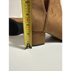 Brown Suede Ankle Boots Womems 5.5M Rubber Sole Dress Shoes Slip On 2” Heel New thumbnail 8