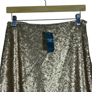 NWT Abercrombie & Fitch Sequin A-Line Mini Skirt Rose Gold Holiday Glam Size S thumbnail 2