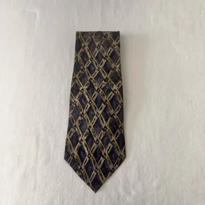 Fierte S.r.l Men's Vintage Tie Grey Multicolor Geometric Silk Handmade thumbnail 7