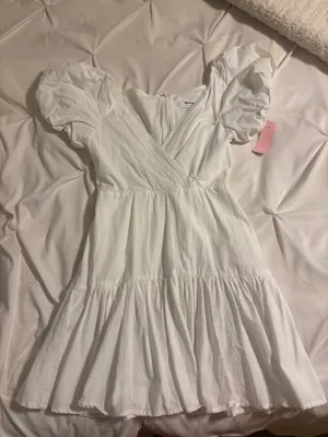 Showpo, White, Dress, Puff Sleeves, Small thumbnail 1