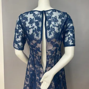 Adrianna Papell Lace Dress Illusion Lace Fit‎ and Flare Short Sleeve Sz 6 Floral thumbnail 13