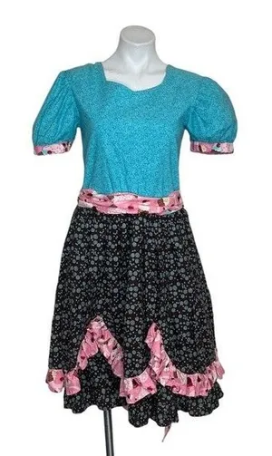 FIRE WIFE FASHIONS Cotton Dress Full Skirt Mixed Print Cupcakes Button Back thumbnail 1