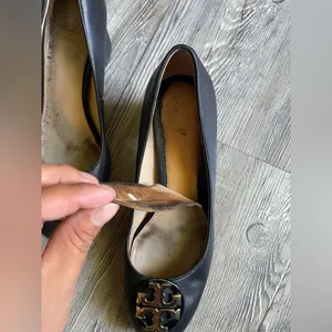 Tory Burch Black Leather Flats with Gold Logo thumbnail 12
