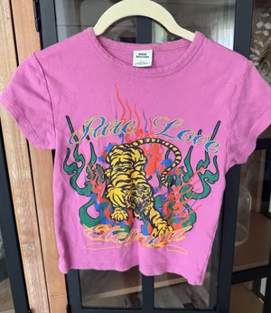 Urban Outfitters baby tee graphic tiger tattoo pure love short sleeve crop top thumbnail 1
