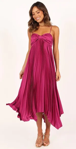 Petal & Pup Midi Dress Pleated Pink (Vikki Dress) thumbnail 1