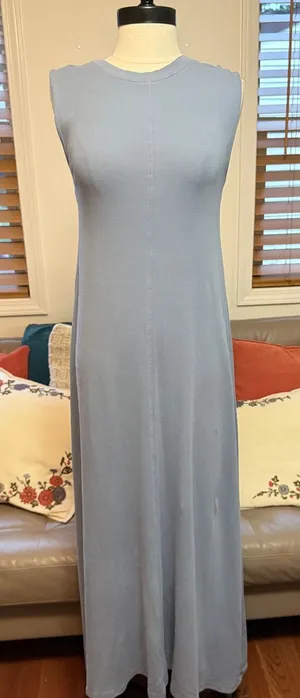 Parni Womens Light Blue Ribbed Sleeveless Maxi Dress Size S Crew Neck Seam thumbnail 1