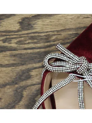 A New Day Womens Velvet Gwen Rhinestone Bow Heels 94656738 Burgundy Red 7.5M thumbnail 9