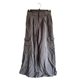 Madewell the petite harlow wide-leg cargo pant size 00P gray viscose thumbnail 3