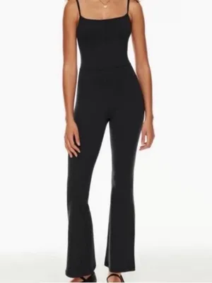 Wilfred Free Aritzia Divinity Kick Flare Black Sleevless Stretch Jumpsuit 2XS thumbnail 10