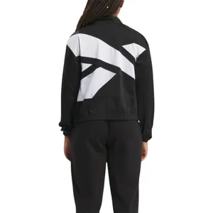 NWT Reebok Womens Banded Track Jacket IT5643 Black / White S thumbnail 3