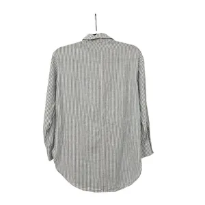 Calia Blue White Stripe Oversized Button Up Swim Pool Beach Coverup Shirt Small thumbnail 2