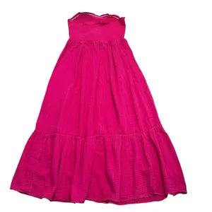 Anthropologie The Marisol Smocked Gauze Maxi Dress Size Large Pink Beach thumbnail 5