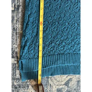 Aeropostale Crochet Sweater Womens Medium Blue VNeck Angora Blend Y2K Vintage thumbnail 6