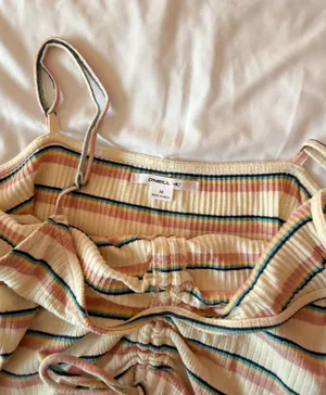 O’Neill White Striped Cinch Tank Top Size Medium thumbnail 3