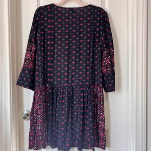 Anthropologie Vanessa Virginia Black Red Embroidered‎ Mini Dress Viscose Medium thumbnail 6