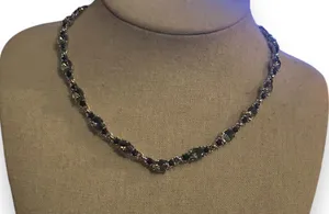 Smokey quartz and black rhinestone necklace Silver thumbnail 1