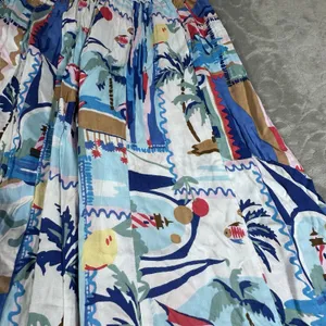 True Destinations Coastal Wide Leg Palazzo Pants Small Tropical Print Smocked thumbnail 10