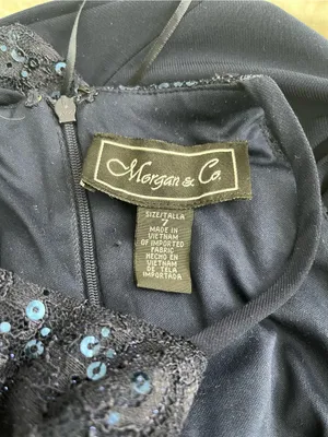 Morgan & Co Navy Lace Sequin Halter Maxi Gown Prom Evening Formal Dress Junior 7 thumbnail 11