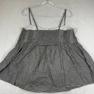 Reformation Black White Gingham Smocked Peplum Cami Top Spaghetti Strap M thumbnail 5