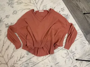 We The Free by Free People Waffle Knit Long Sleeve Top - Dusty Rose | Size XS thumbnail 2