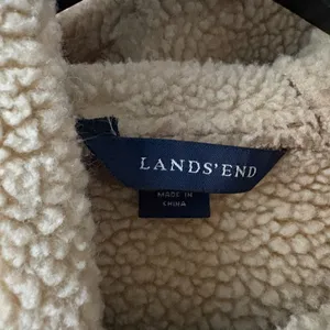Lands' End women's faux suede shearling hooded sherpa coat size medium (10–12) thumbnail 6