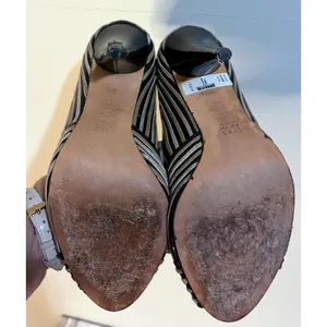 Saks Fifth Avenue Gold, Black, & Silver Peep Toe‎ Heels Size 6 thumbnail 8