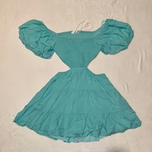 NWT Women’s WAPG Raegan Blue Teal Cutout Mini Dress size Medium thumbnail 2