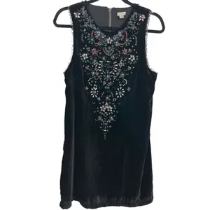 NWT Urban Outfitters Ecote Jasmina Velvet Embellished Shift Dress Black Size Med thumbnail 5
