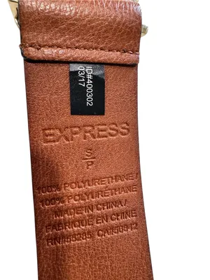 Express Brown Faux Leather Snake Buckle Belt Gold Snake Head Size Small thumbnail 8