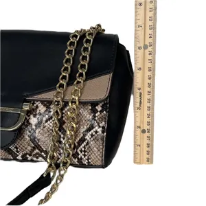 Nine West Women’s Black beige snakeskin, faux leather handbag with Chain strap thumbnail 9