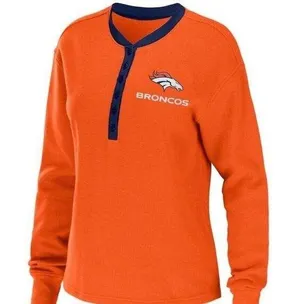 Denver Broncos WEAR by Erin Andrews Woman's Henley Long Sleeve T-shirt B5 thumbnail 1