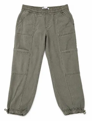 C&C California Linen Blend Jogger Pants Women's Small Green Pull On‎ Ankle Tie thumbnail 1