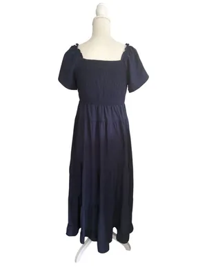 ECOWISH Navy Blue Cutout Short Sleeve Maxi Dress Size Medium thumbnail 8