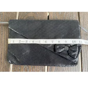 Vintage 80s 90s Black Metal Mesh Bow Evening Bag Shoulder Purse thumbnail 6