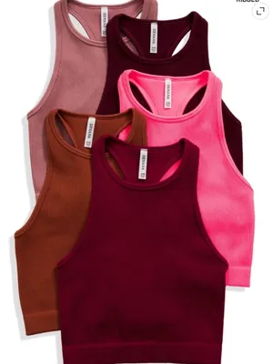 Zenana Ribbed Tank Top in Coral thumbnail 3