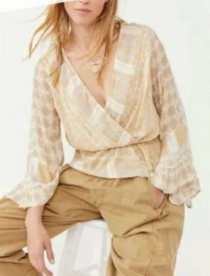 Free People Gold and Cream Women's Top thumbnail 1