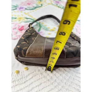Juici Couture Vintage Mixed-Media Hobo Bag Brown Monogram Croc Snake Print Purse thumbnail 5