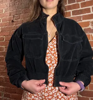 Aerie Cropped Corduroy Black Jacket thumbnail 3