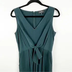 LULUS Emerald Green Knot Front V-Neck Side Pockets Flare Legs Jumpsuit Medium thumbnail 6