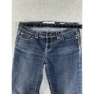 Buckle Bke Denim Jeans Women 30 Low‎ Rise Cropped Thick Stitch Y2K Western Retro thumbnail 3