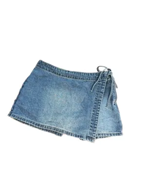 Tillys RSQ Denim Skort Side Tie Mini Size 25 Wrap Front thumbnail 2