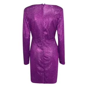 Sparkly Purple Mini Long Sleeve Dress Size M thumbnail 3