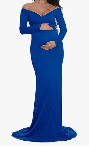 Maternity fitted cotton maxi size Large New with tags super soft Blue thumbnail 1