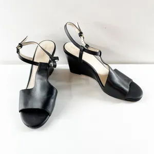 Cole Haan Maddie Open Toe Wedge Leather Shoes Sandals Black 9.5 thumbnail 10