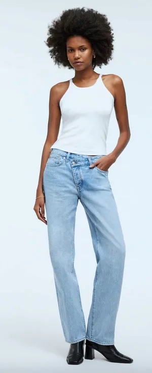 Madewell Low-Slung Straight Jeans With Criss-Cross Waistband Size 26 Casual thumbnail 1