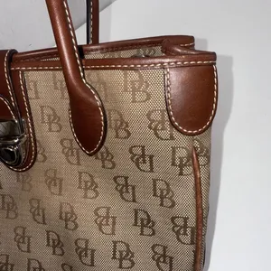 Vintage Dooney & Bourke Y2K Old Money Classic Leather Canvas Satchel Bag‎ Purse thumbnail 8